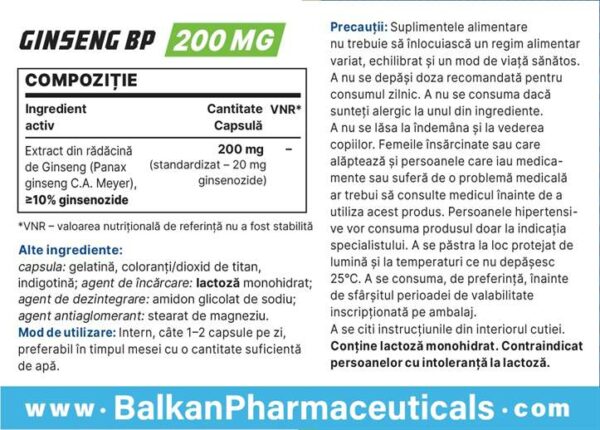 Ginseng (Balkan Pharma) (200mg x 30 Kapsler) - Image 6