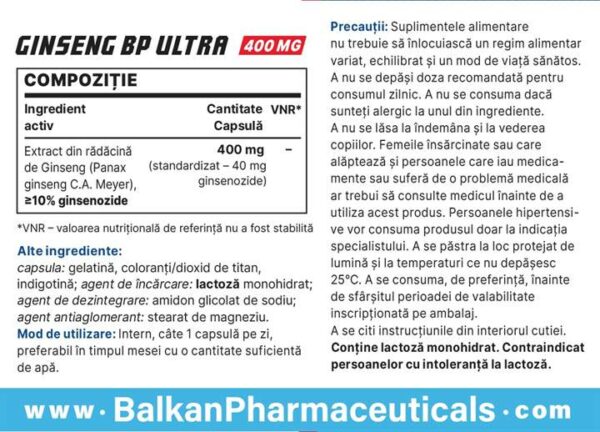 Ginseng (Balkan Pharma) (400mg x 30 Kapsler) - Image 6